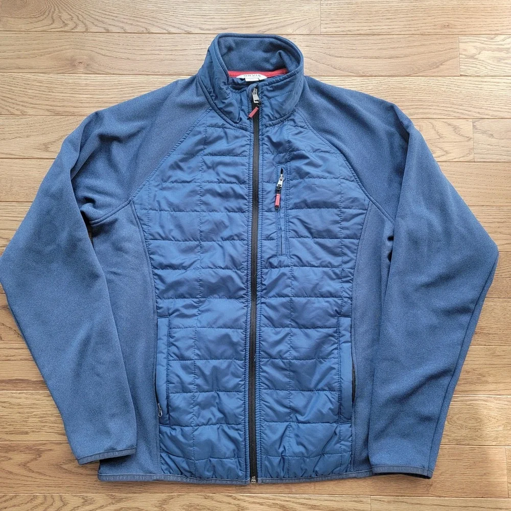 Orvis Hybrid Quilted Fleece Full Zip Insulated Puffer Jacket Mens M Blue